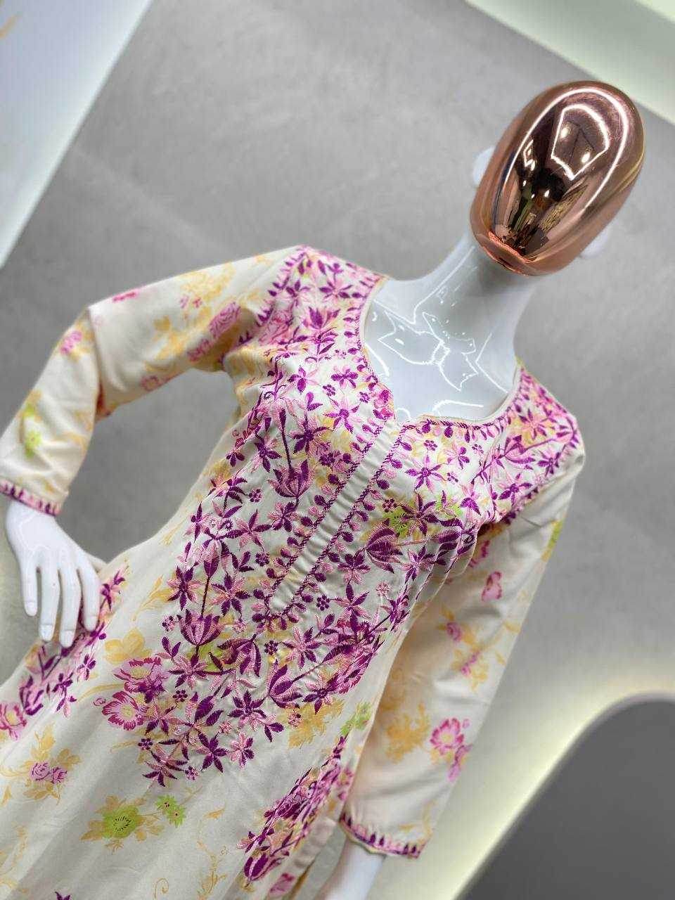 RAYON EMBROIDERED KURTIS WITH BOTTOM - MYLUXURY LANE ENTERPRISE